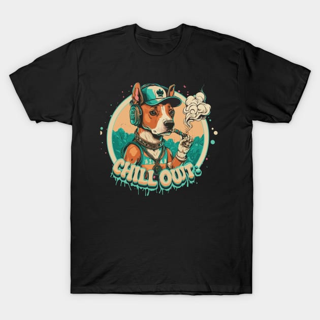 Hip Hop Dog Chill Out design smoking weed cool dog T-Shirt by diegotorres